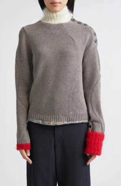 Undercover Cashmere, Mohair & Silk Blend Turtleneck Sweater In Gray