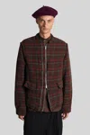 Undercover Checked Zip-up Jacket In Brown