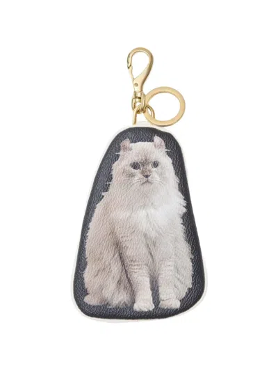 Undercover Cat Print Keyring In Black