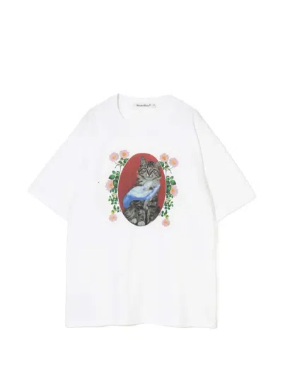 Undercover Cat-print Cotton T-shirt In White