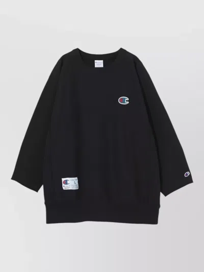 Undercover Champion Knit Crew Neck Longline Top In Black