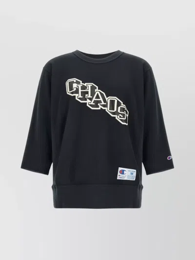 Undercover Champion X Sweatshirt Crew Neck Graphic Print In Black