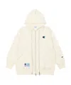 Undercover Hoodie With Double Zipper In Ivory