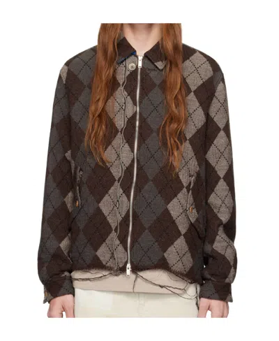Undercover Check-pattern Slouch-hood Shirt Jacket In Black