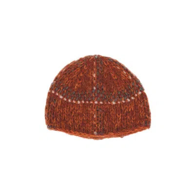 Pre-owned Undercover Check Print Knit Hat 'orange' | Men's Size Onesize