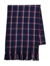 Undercover Checked Fringed Scarf In Blue