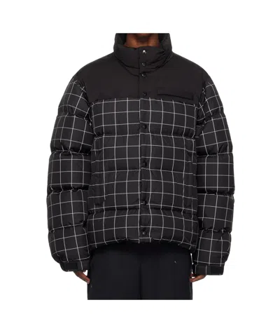Undercover Checked Padded Jacket In Black
