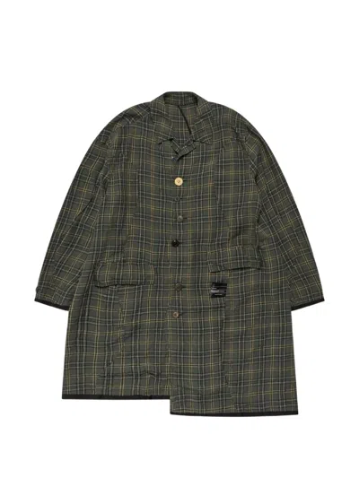 Undercover Checked Pocket Coat In Green