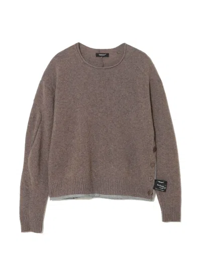 Undercover Checked-trim Sweater In Brown