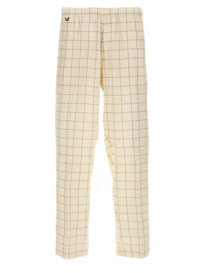Undercover Trousers Checkered Elastic Waistband In Neutral