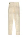 Undercover All-over Checkered Pants With Elastic Waistband In White