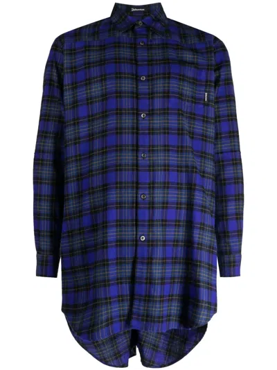Undercover Checkered Ruched Cotton Shirt In Multicolour