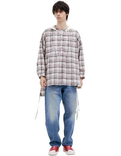 Undercover Checkered Shirt With Hood In Gray