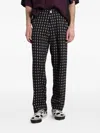 Undercover Check-pattern Logo-patch Trousers In Black