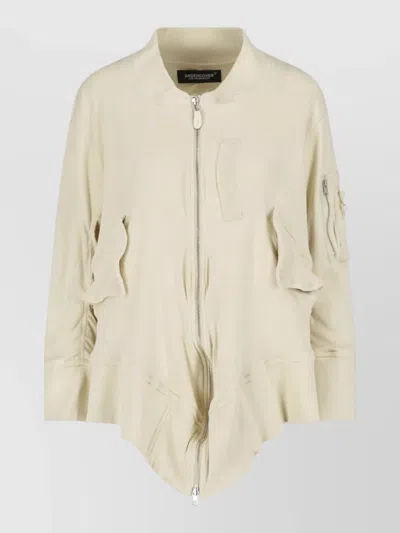 Undercover Coat Front Pockets Ribbed Texture Sleeve Pocket In Neutral