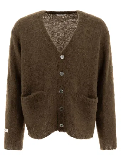 Undercover Color Block Knit Cardigan In Brown