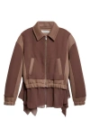 Undercover Colorblock Blouson Jacket In Brown
