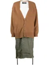 Undercover Colour-block Layered Maxi Coat In Brown