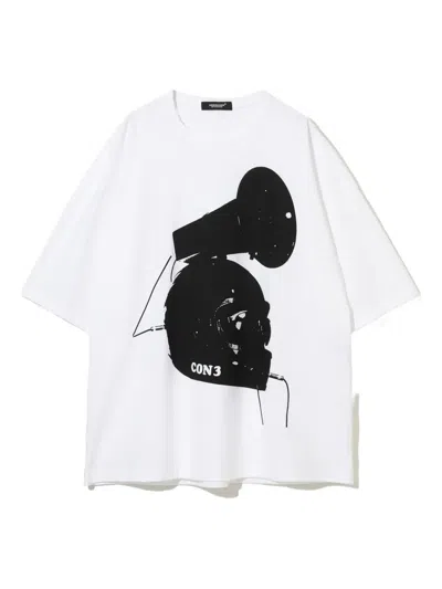 Undercover Con 3 Megaphone-print T-shirt In White