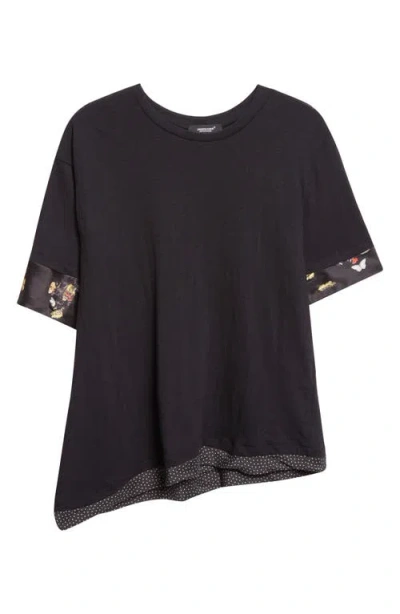 Undercover Contrast Trim Asymmetric Cotton T-shirt In Black