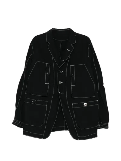 Undercover Contrast-stitch Blazer In Black