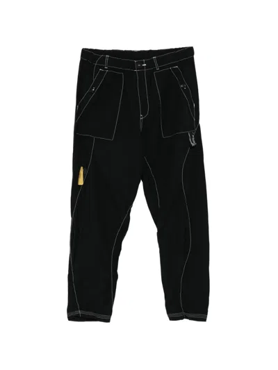 Undercover Contrast-stitch Tapered Pants In Black