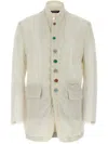Undercover Sleeveless Blazer With Frayed Edges And Button Detailing In Weiss