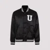 Undercover Satin Stadium Bomber Jacket In Black