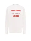 Undercover Graphic Print Cotton Sweatshirt With Ribbed Crew-neck In White