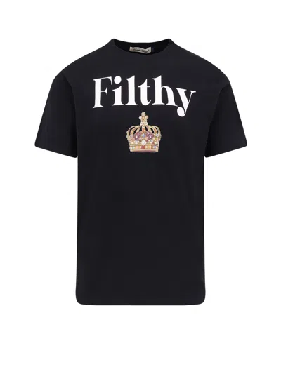 Undercover Printed Cotton Crew Neck T-shirt In Black
