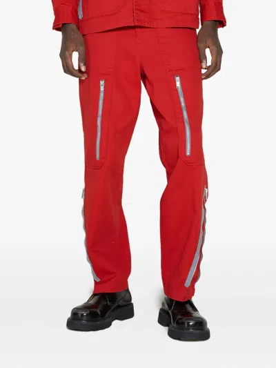 Undercover Cotton Twill Trousers In Red