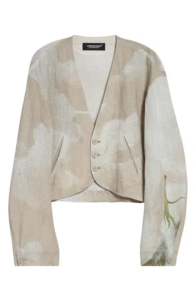 Undercover Crop Linen Jacket In Natural Base
