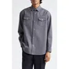 Undercover Cross Embroidered Western Twill Snap-up Shirt In Gray
