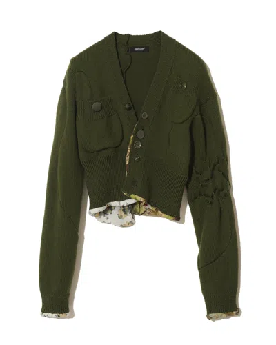 Undercover Cut And Sew Asymmetrical Cardigan In Green