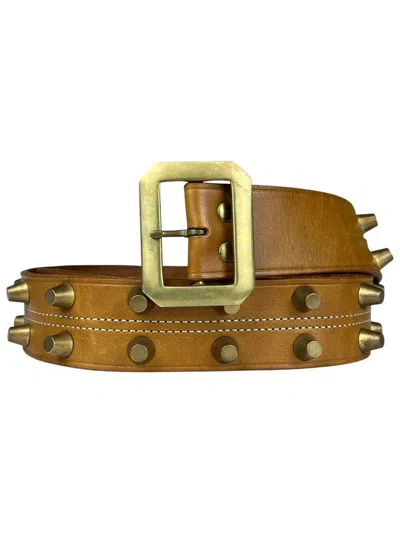 Pre-owned Undercover Cylinder Studded Punk Leather Belt Brown