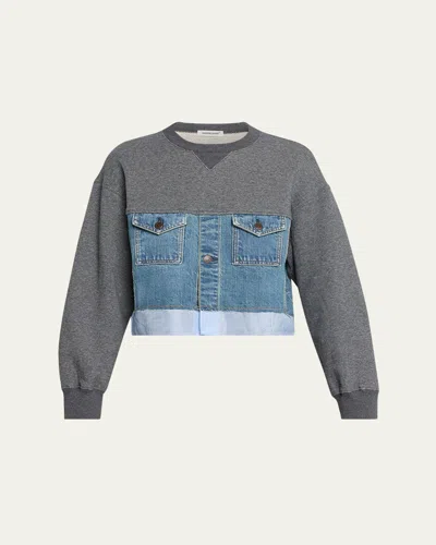 Undercover Denim Combo Sweatshirt In Chrcol
