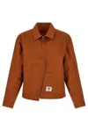 Undercover X Dickies Asymmetric-stitch Logo-patch Jacket In Orange