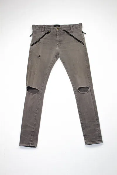 Pre-owned Undercover Distressed Zipper Jeans In Gray