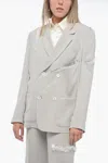 Undercover Double-breasted Cut-out Blazer With Lace Details In Grey