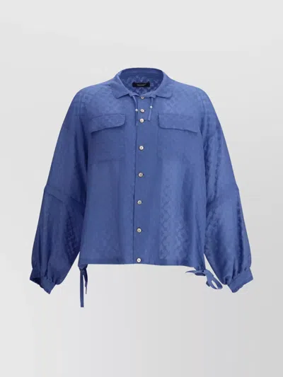 Undercover Drawstring Collar Oversized Shirt In Blue