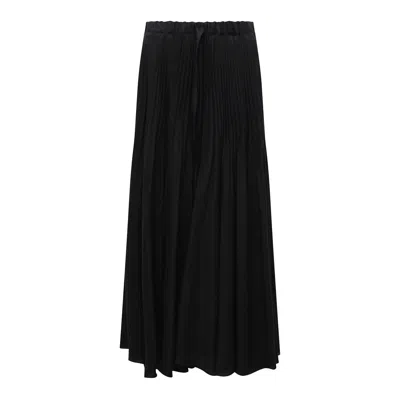 Undercover Elastic Waist Top Pleat Long Skirt In Black