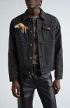 UNDERCOVER UNDERCOVER EMBELLISHED HAND DENIM TRUCKER JACKET