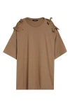 Undercover Embroidered Bow Sleeve Cotton T-shirt In Brown
