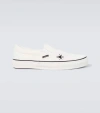 UNDERCOVER EMBROIDERED COTTON CANVAS SLIP-ON SHOES