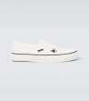 Undercover Embroidered Cotton Canvas Slip-on Shoes In White