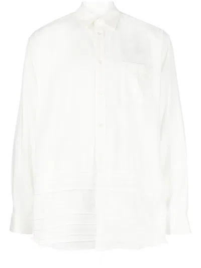 Undercover Embroidered-desgin Frayed Shirt In White