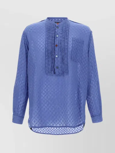 Undercover Embroidered Jacquard Blouse Chest Pocket In Blue