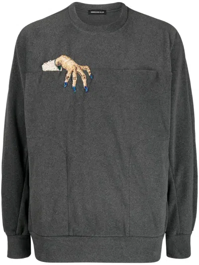 Undercover Embroidered-motif Crew-neck Sweatshirt In Grey