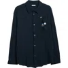 Undercover Embroidered Patch Felted Wool Button-up Shirt In Blue