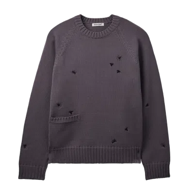 Undercover Embroidered Patch Pocket Sweater In Gray